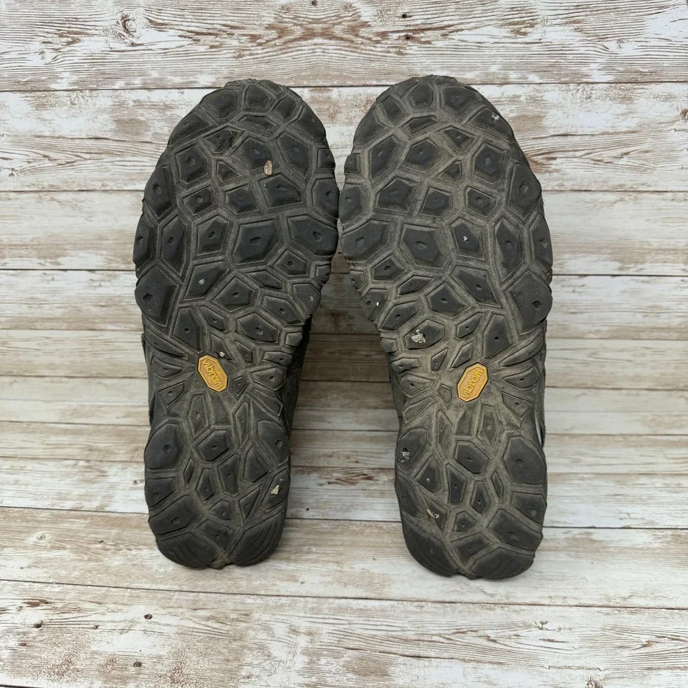 Merrell Mid Black Adventure Black Outdoor Trail Hiking Boots Women's 7.5 Green - Picture 7 of 8